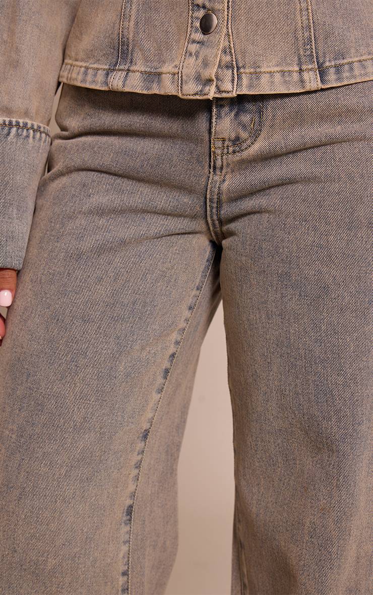 Bleu Jean Droit Délavage Vintage Petite Taille