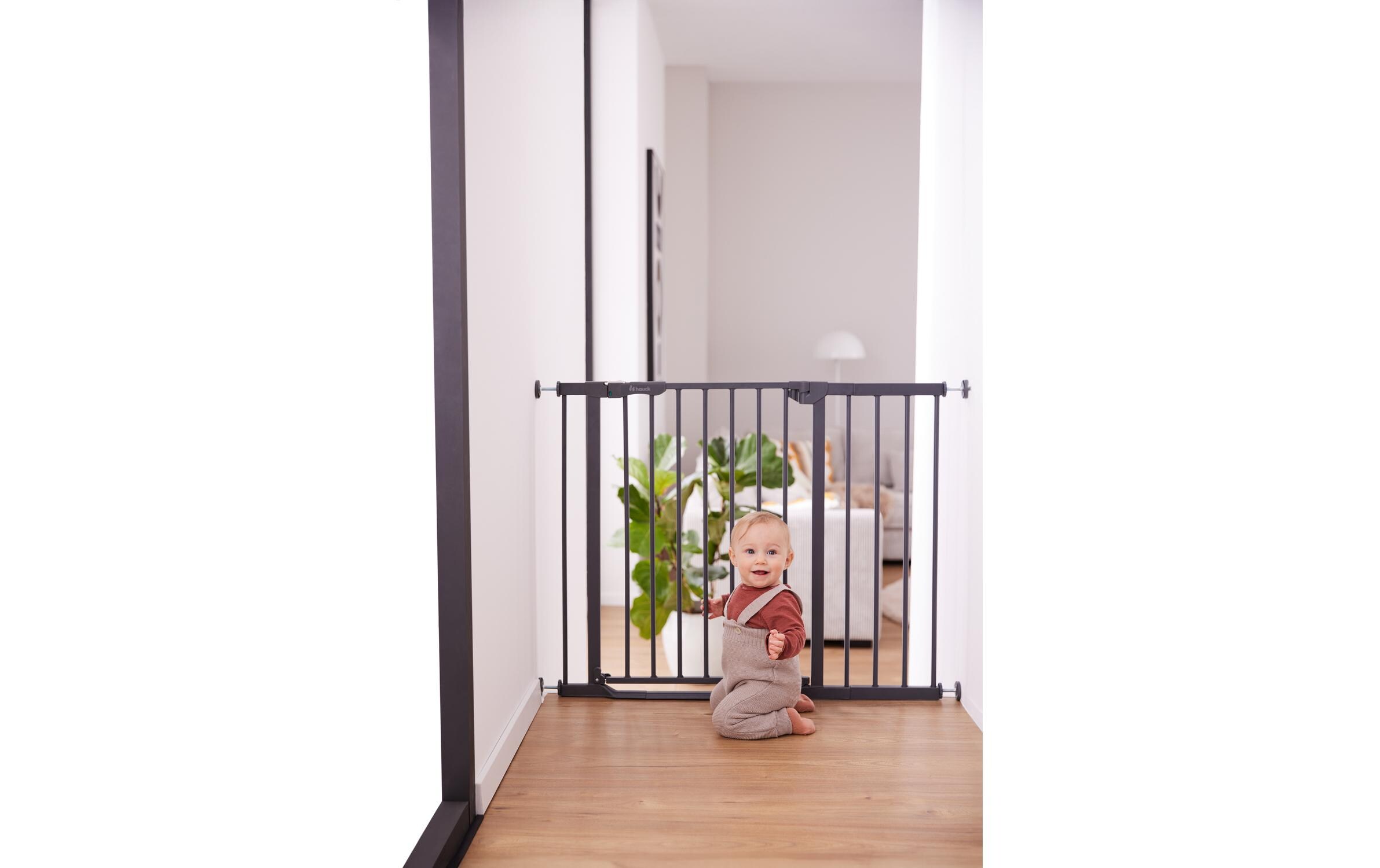Türschutzgitter Clear Step Autoclose 2 Schwarz 75 cm - 80 cmBarrierefreies, automatisch schliessendes Tür- und Treppenschutzgitter-Set