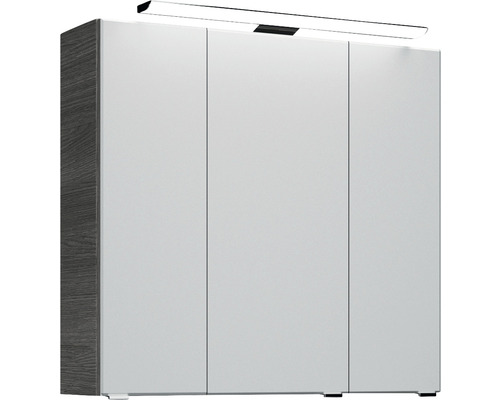 Pelipal Kumba badkamermeubelset, BxHxD 77 x 200 x 50 cm, grafiet getextureerde fronten (horizontaal patroon), met witte glazen wastafel, 99.77032619