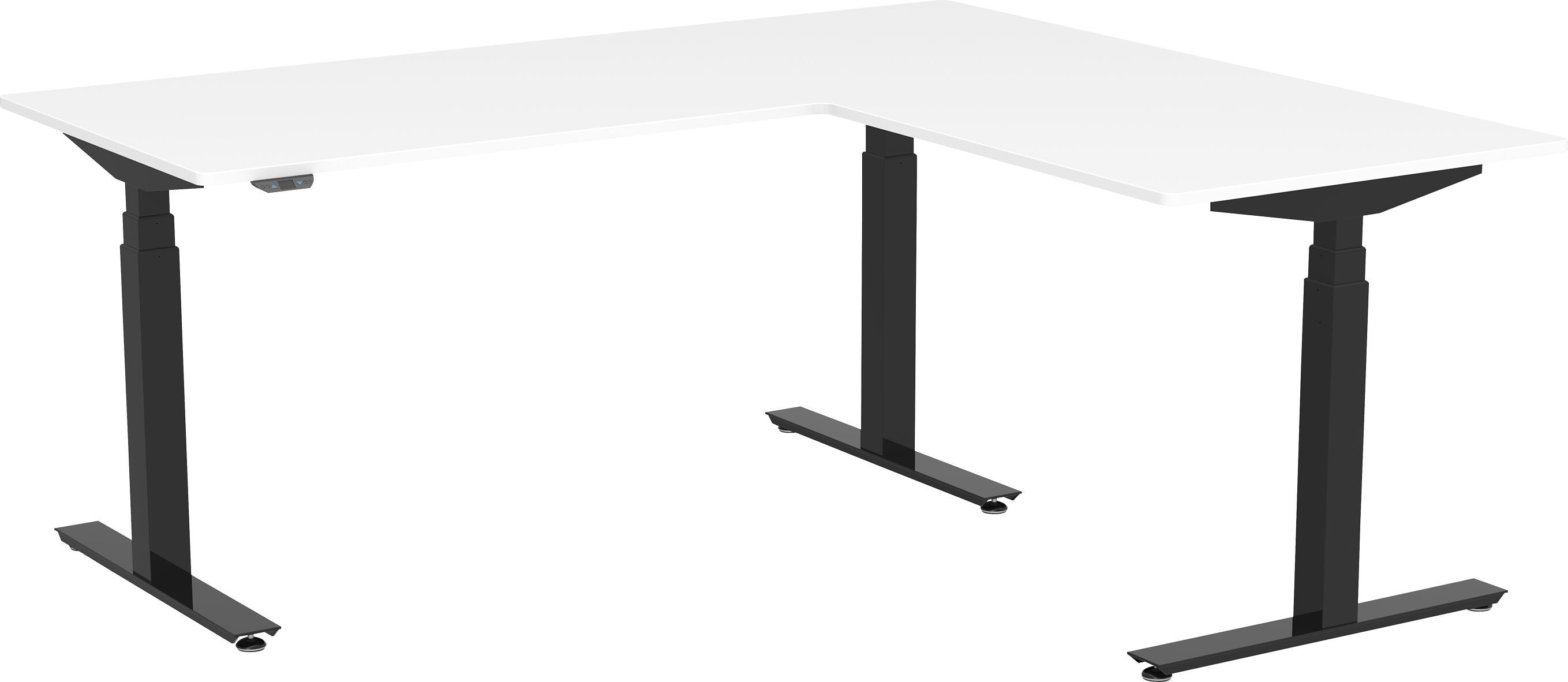 FLEXCUBE PROFI Eckschreibtisch höhenverstellbar - Weiss / B: 180.0 cm x T: 170.0 cm x H: 62.5 cm