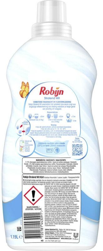 Robijn - Klein & Krachtig Classics - Vloeibaar Wasmiddel - Stralend Wit - 34 Wasbeurten