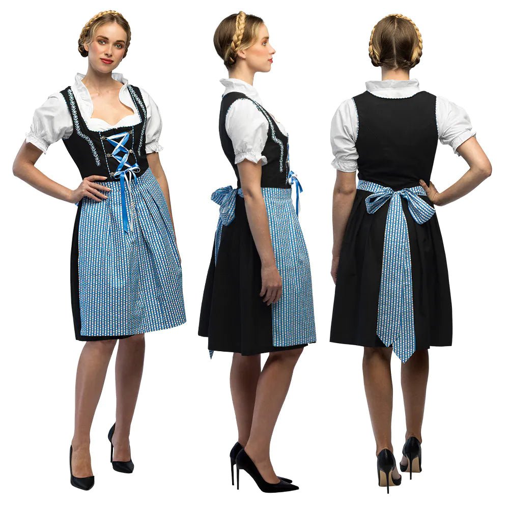 Zwart Blauwe Dirndl Jurk Oktoberfest Dames