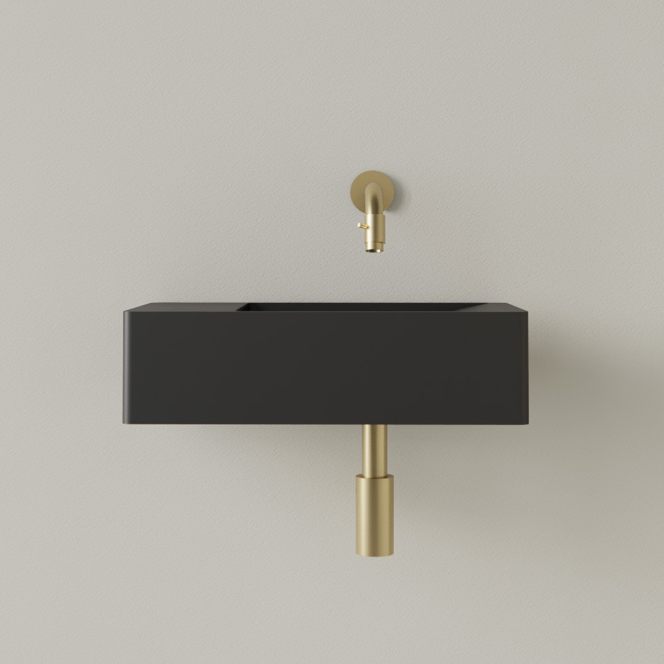 Sanigoods Luko fontein 40x22cm links zonder kraangat mat zwart