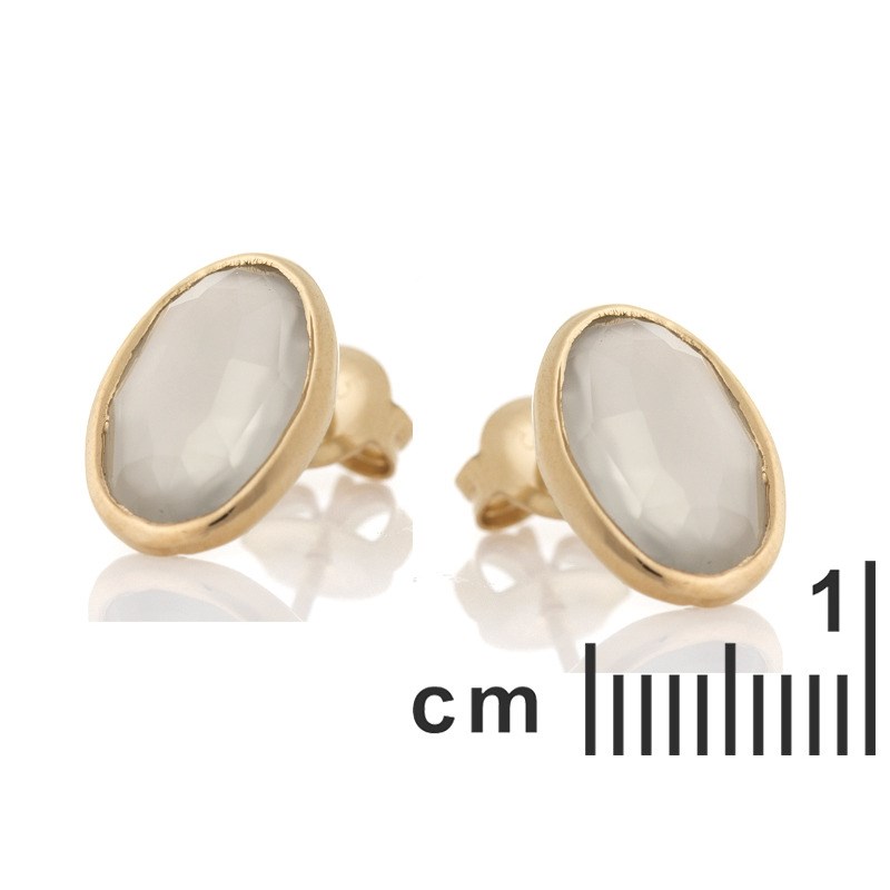 BOUCLES D'OREILLES PIERRE DE LUNE GRIS ARGENT DORE