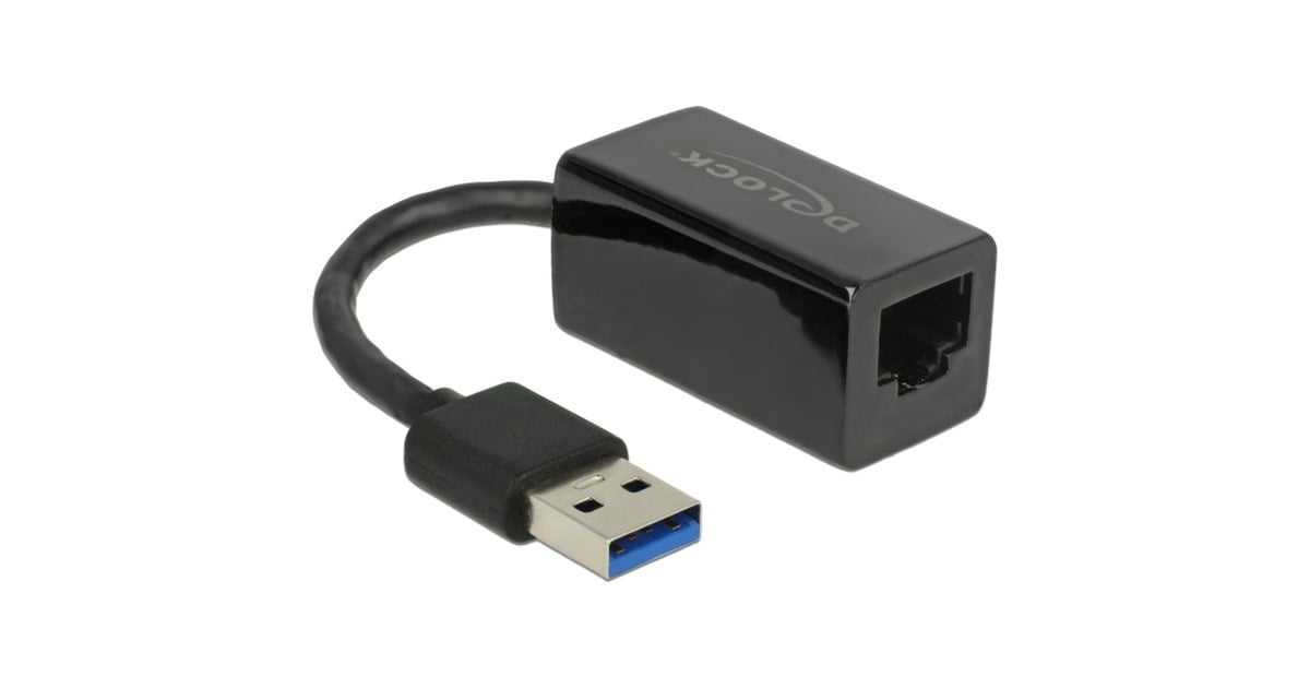 DeLOCKSuperSpeed USB-A (USB 3.1 Gen 1) male > Gigabit LAN 10/100/1000 Mbps compact adapter  (Zwart, 12,7 centimeter)