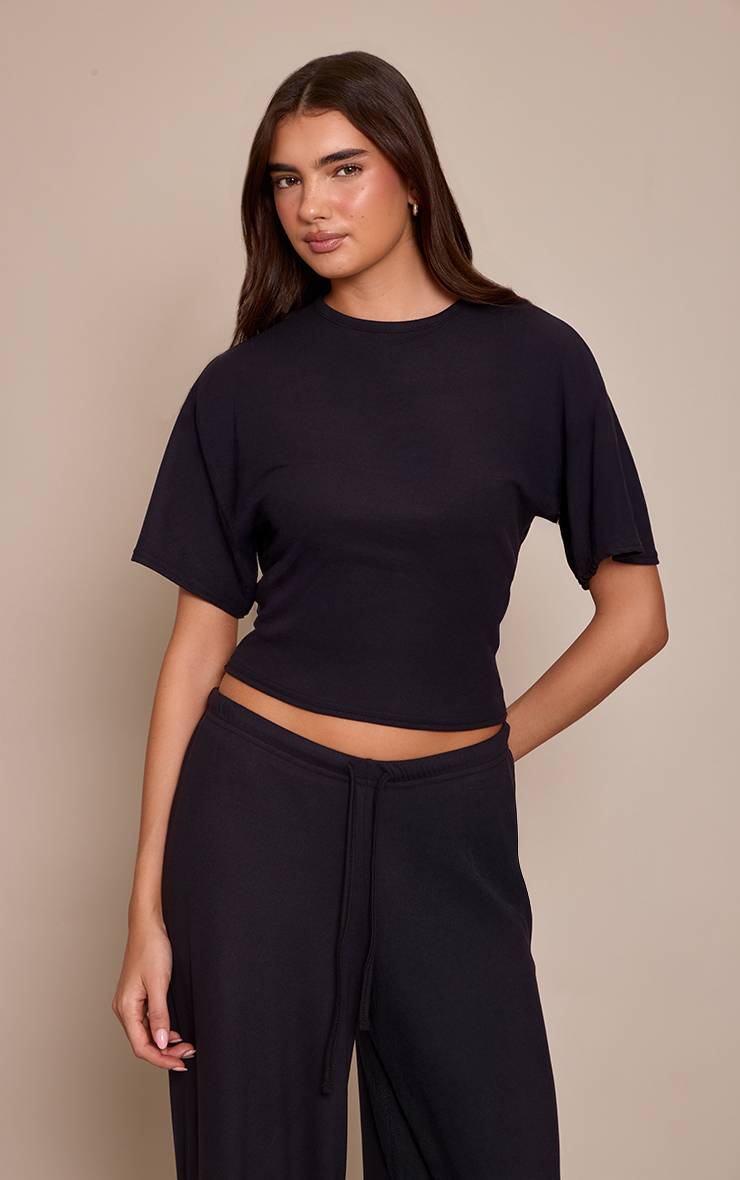 Noir T-shirt Ample À Toucher Doux