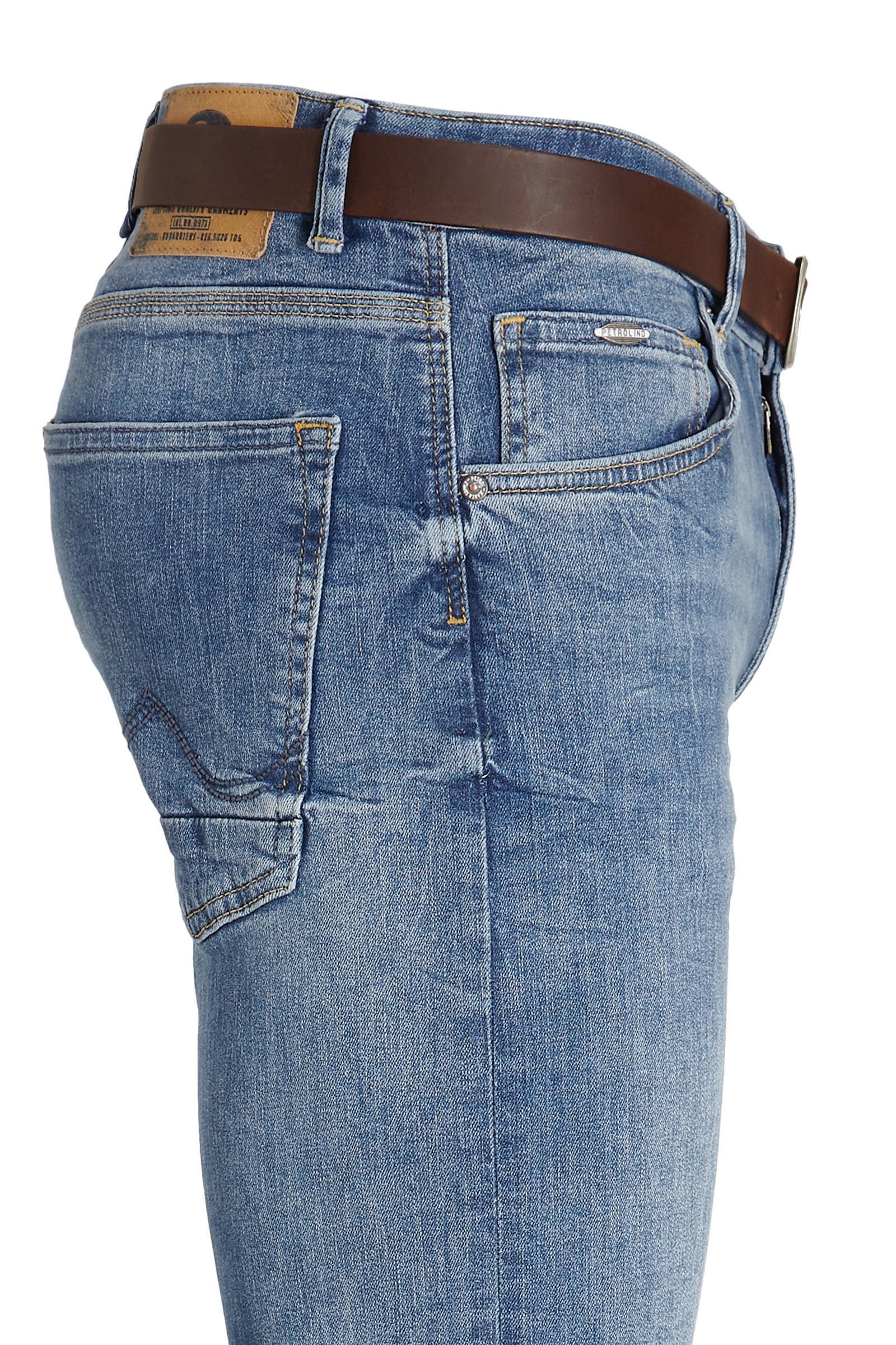 Petrol Industries slim fit jeans Seaham met riem light indigo