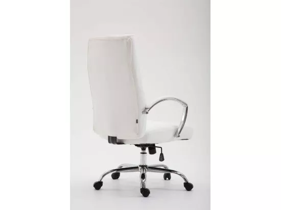 Chaise de bureau - Similicuir & Métal chromé - Blanc - Valais