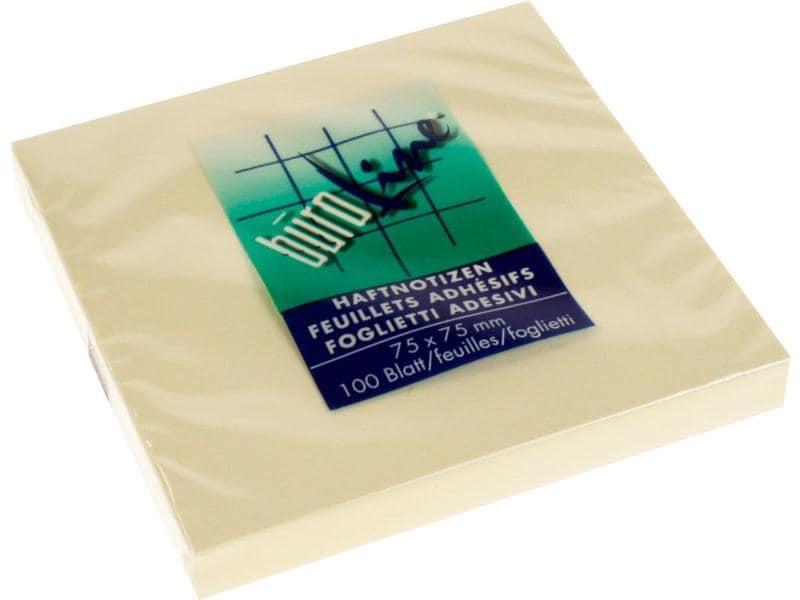 Büroline Notizzettel 7.5 x 7.5 cm, 1 Block à 100 Blatt, Gel Selbstklebende Haftnotizen