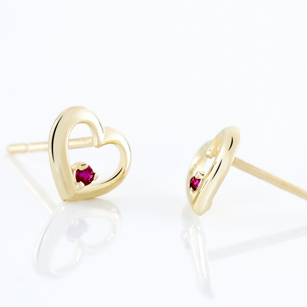 Boucles D'oreilles Puces Martella Or Jaune Rubis