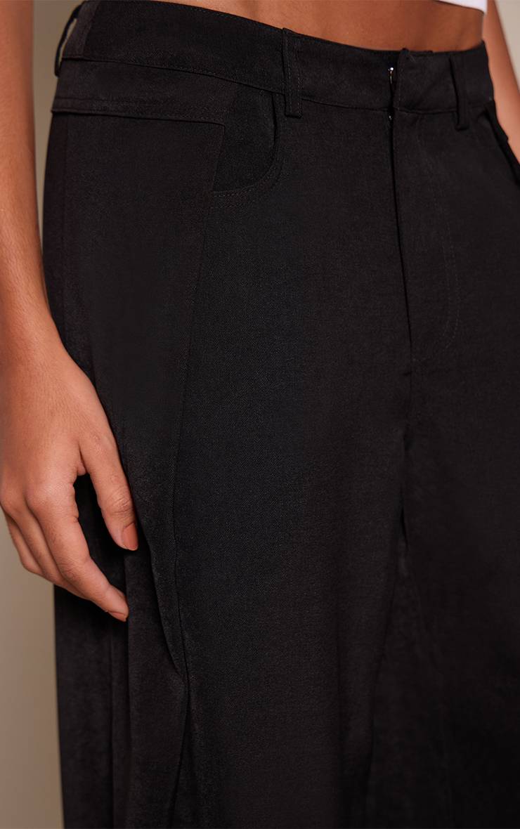 Noir Pantalon Large Tissé À Plis Latéraux