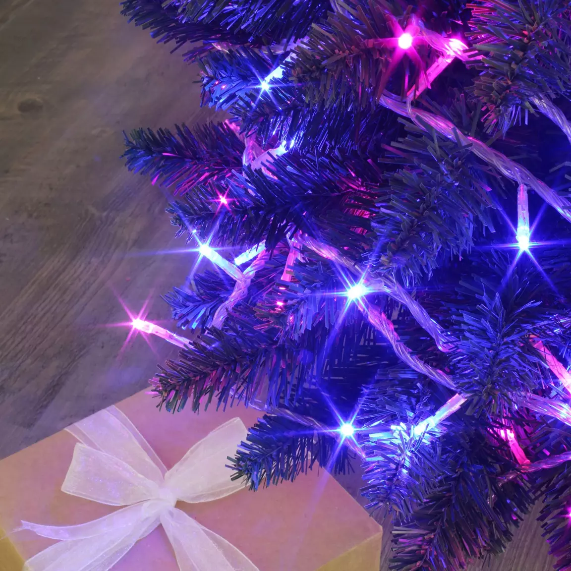 Guirlande lumineuse 8 m 128 LED câble transparent Bicolore Rose et bleu