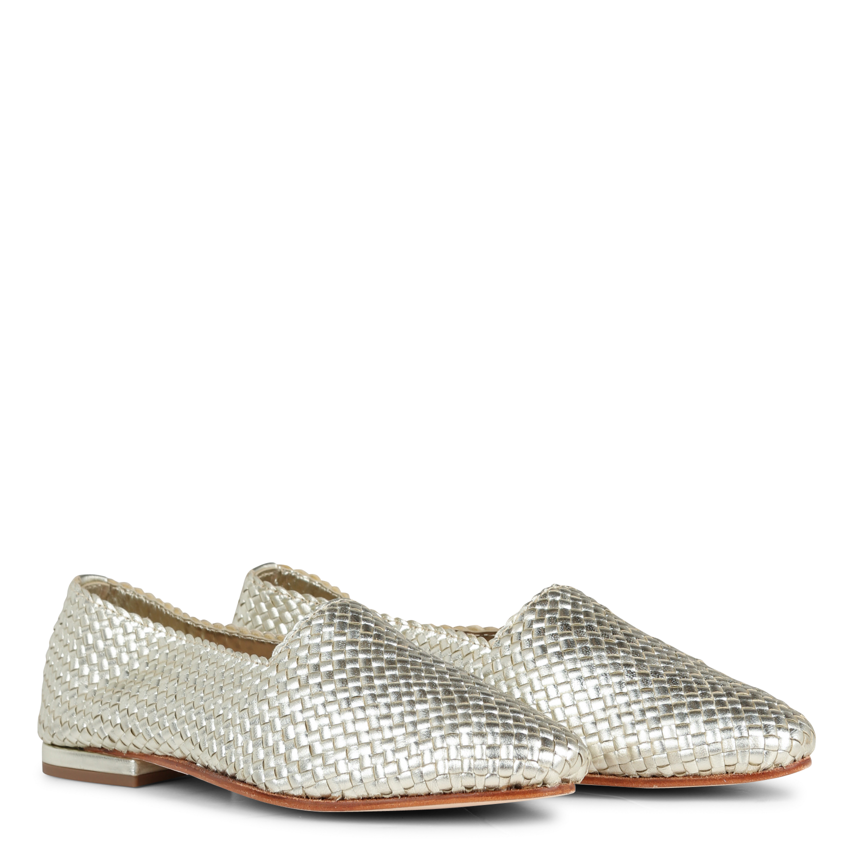 MILANO - Mocassins en cuir tressé | Argent