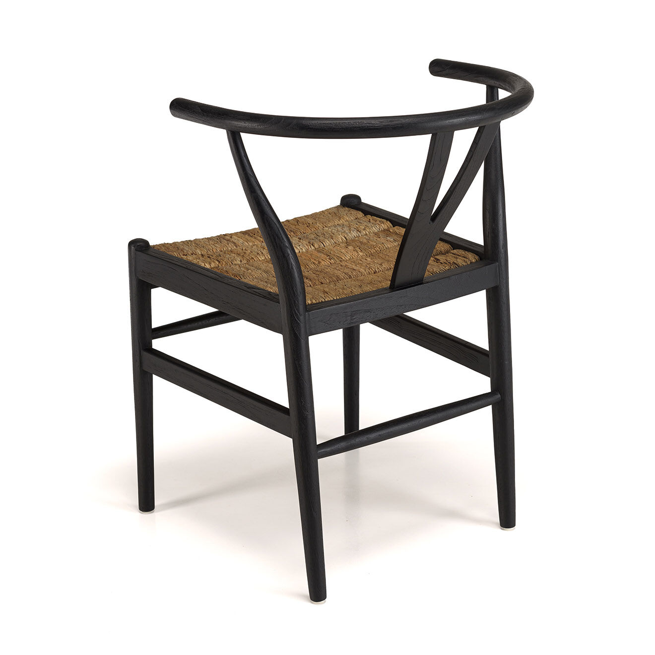 Macabane Chaise bois de teck recyclé dossier arrondi Sixtine noire/marron - 57.5x56.5x75 cm