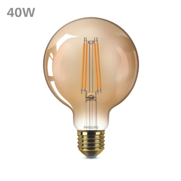 Philips LED globe 12,5cm E27 40W filament goud spiraal dimbaar
