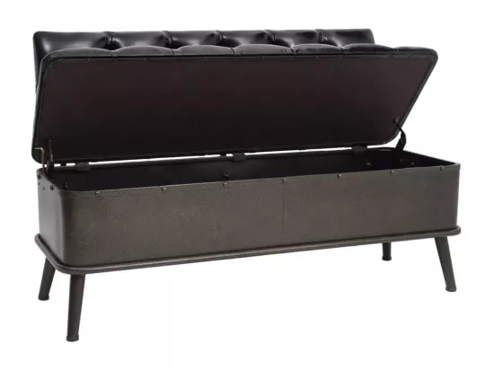 Banc de rangement avec dossier 110 cm Noir Similicuir