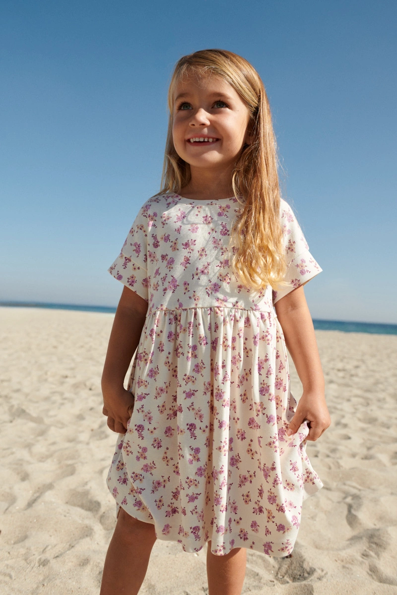 Jersey-Kurzarm-Kleid EMILIE in shell flowers