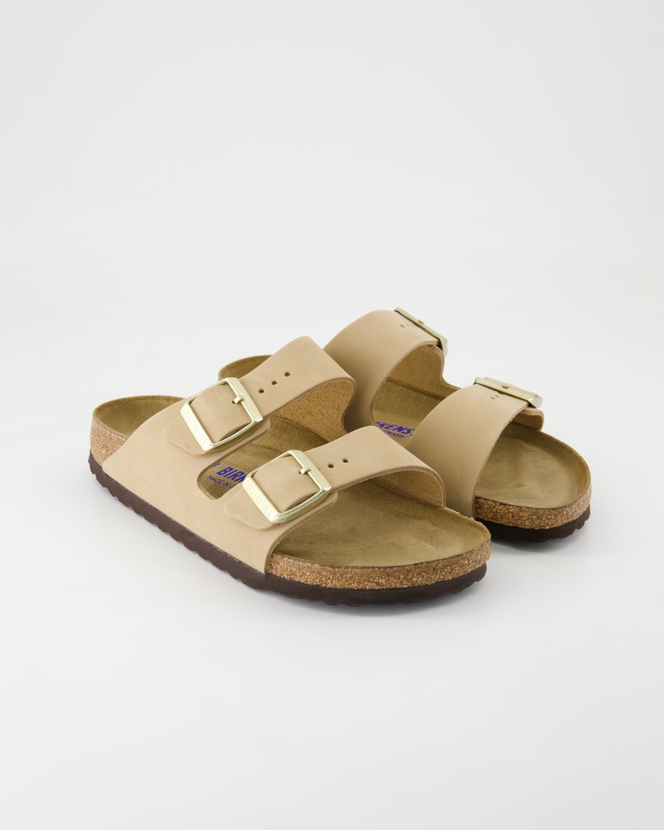 Birkenstock Arizona Weichbettung Pantoletten in Beige