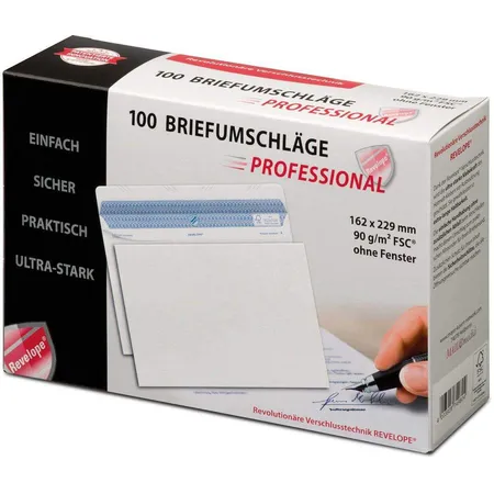 Mayer Kuvert Briefumschläge DIN C5+ (162 x 229 mm), weiß, 100 Stück