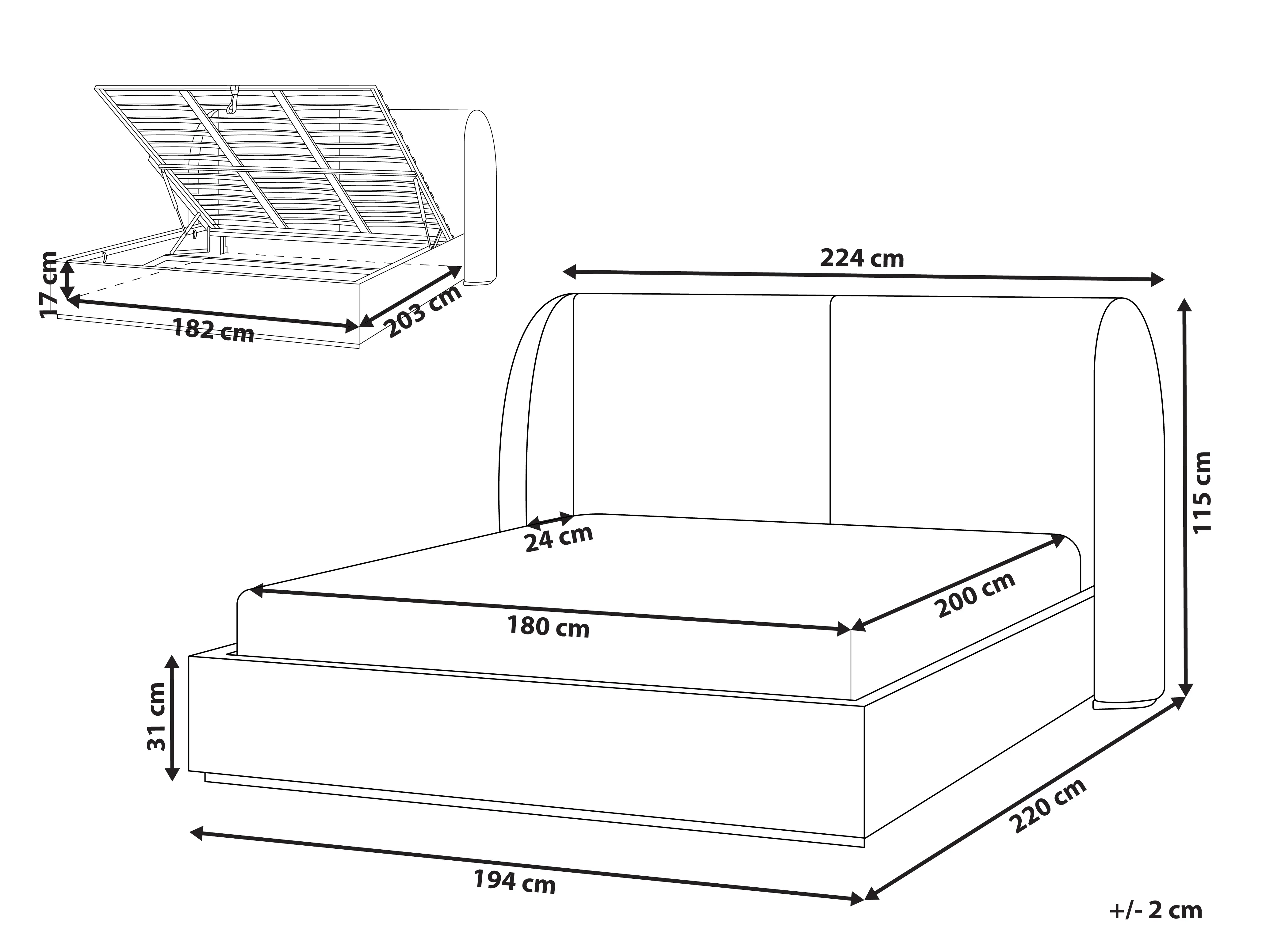 Bed met opbergruimte Stof MONESTIER 180 x 200 cm Taupe