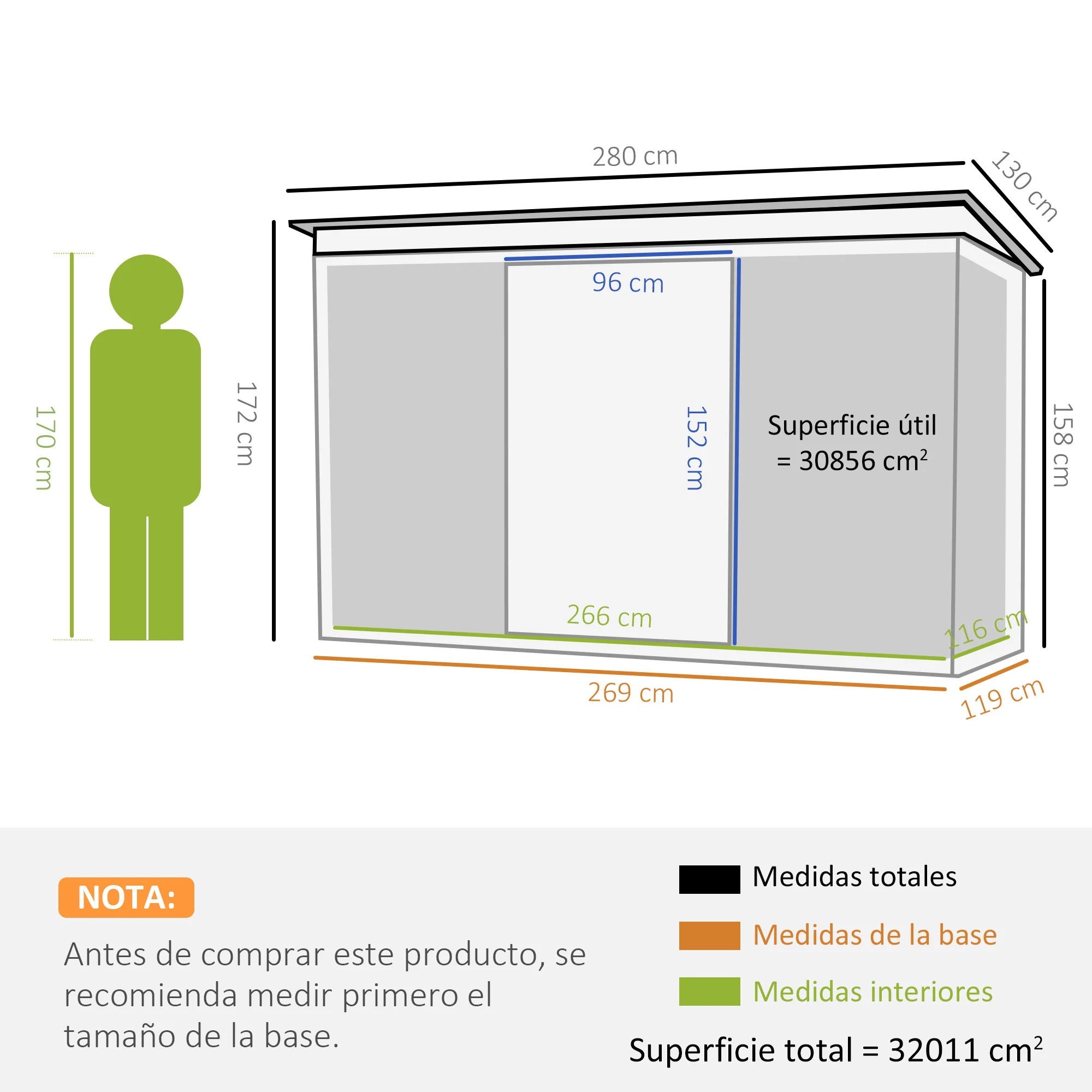 Abrigo de ferramentas externo Outsunny em metal com 2 portas de correr e 2 orifícios de ventilação, cinza escuro.