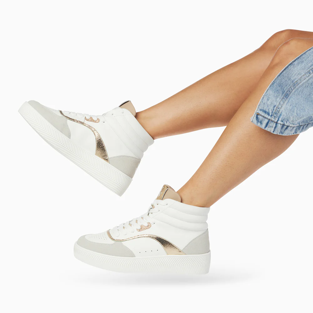 Sneakers-Baskets montantes Jemma blanc et or