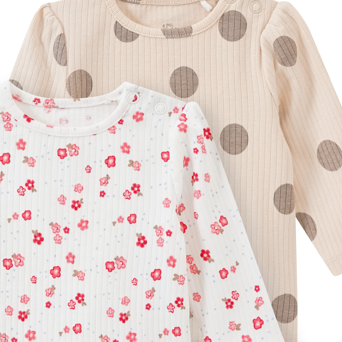 Topomini 2 Newborn Langarmshirts im Set beige / weiss