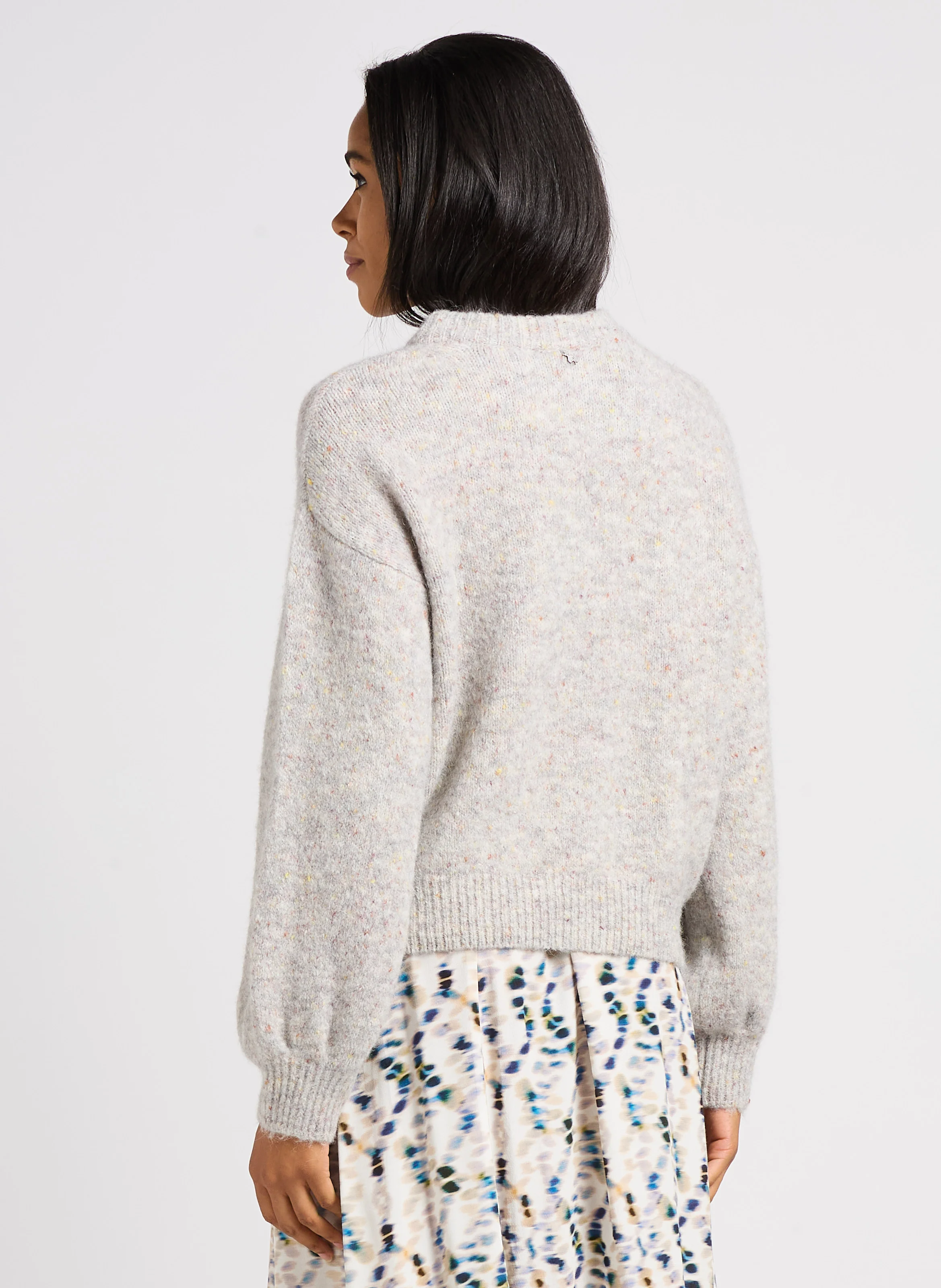 TAIPEH - Pull ample col rond en maille | Gris