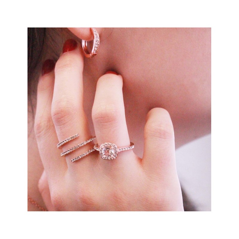 Boucles d'oreilles Circle Hoop - Or Rosé et Cristal