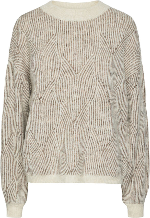 Pieces PCJENNA LS O-NECK KNIT NOOS BC Hvid