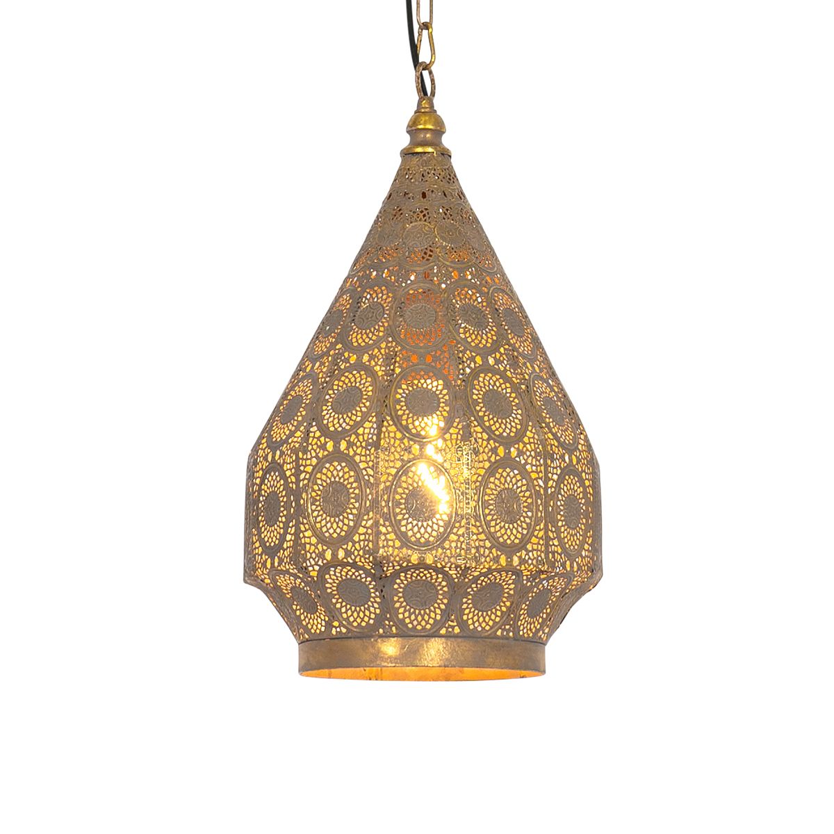 Oosterse hanglamp goud met patroon 26cm - Mowgli