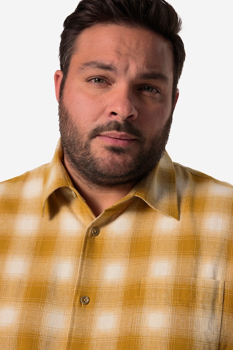 John F. Gee Karo-Flanellhemd, Langarm, Kentkragen, Modern Fit, bis 8 XL