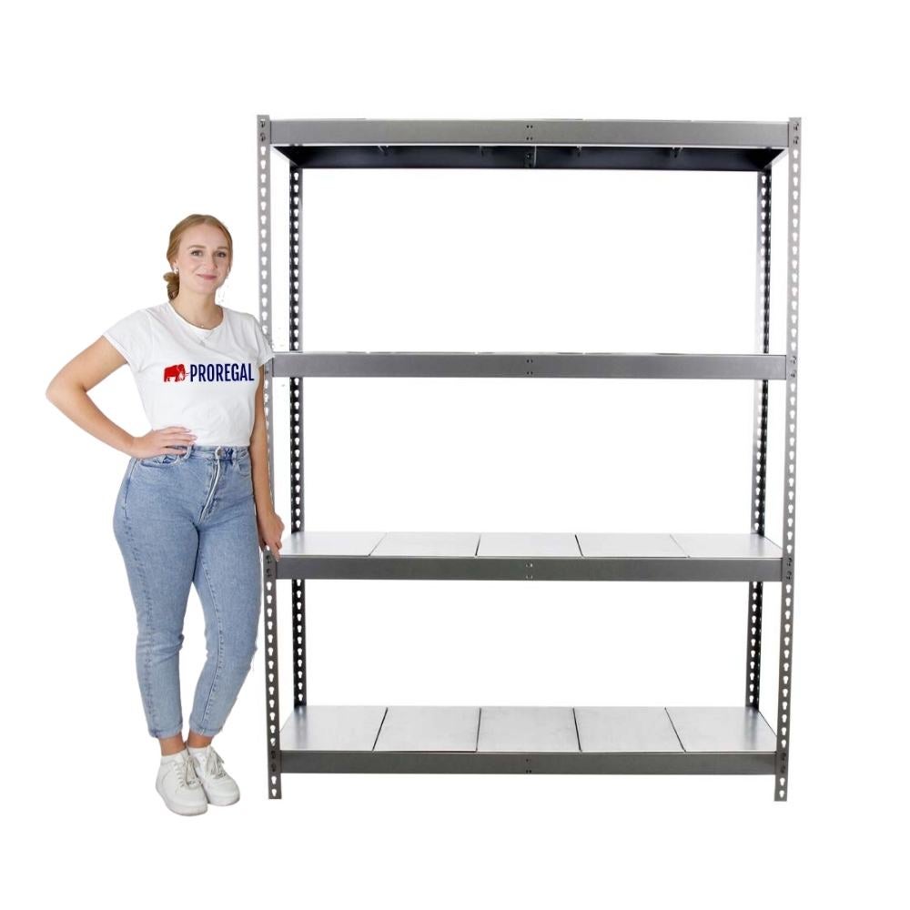 PROREGAL Heavy-Duty Stellingkast Metaal Yeti Vier HxBxD 200 x 120 x 60 cm Plank Draagvermogen 400 kg Grijs