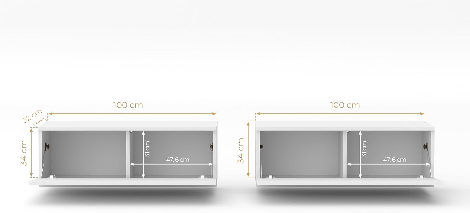 Schrank für TV Designer Lowboard Eiche Wotan Loriano 2x100cm