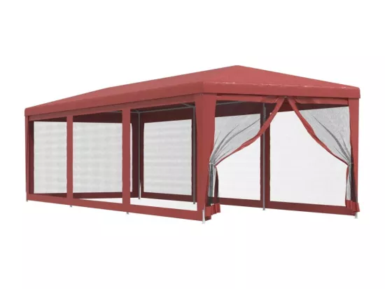 Tente de fête avec 8 parois latérales en maille Rouge 3x9m PEHD