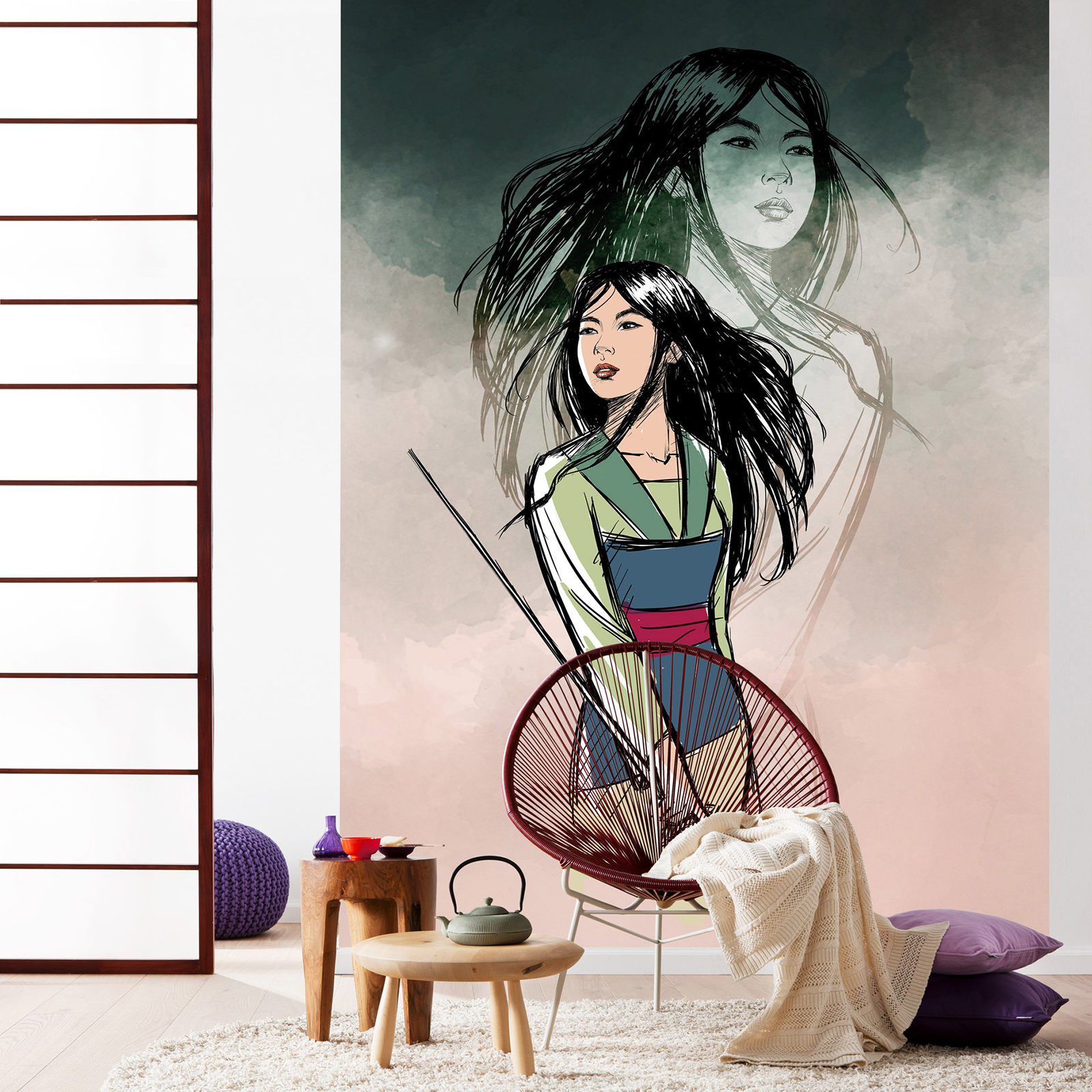 Vlies-Fototapete BRAVE MULAN - bunt - 200x280 cm