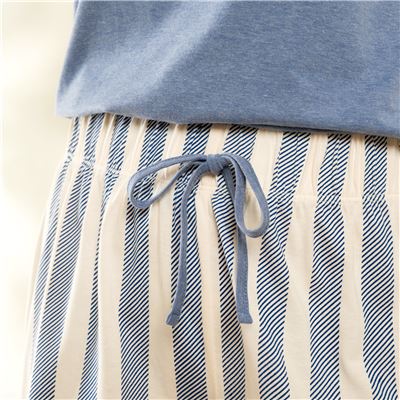 Pyjama femme jersey rayures marine - BECQUET CRÉATION