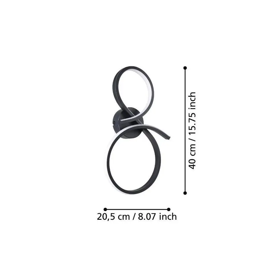 EGLO Serpins Wandlamp - LED - 40 cm - Zwart/Wit