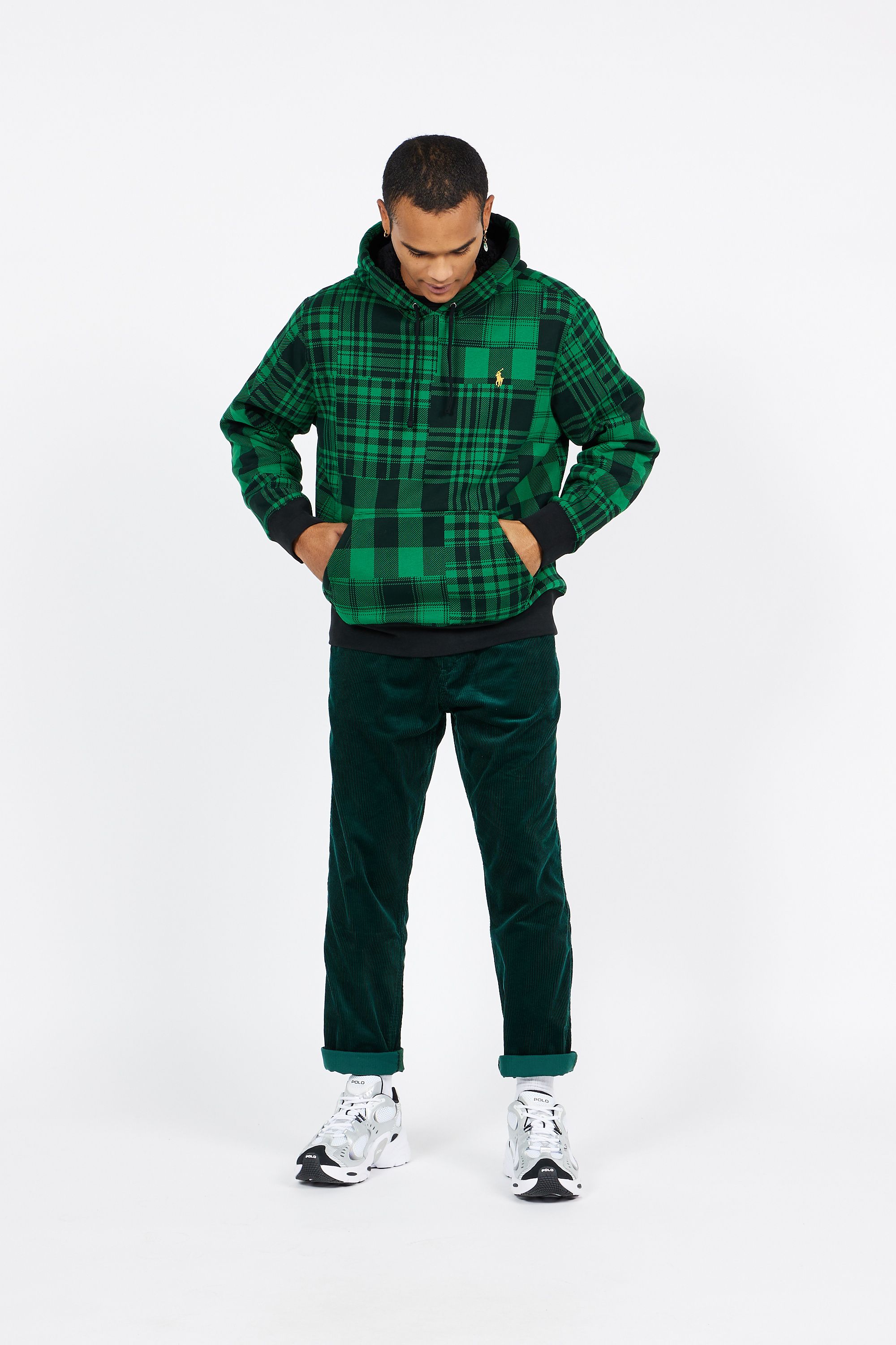 POLO RALPH LAUREN Hoodie Plaid Pile Fleece Hoodie Vert