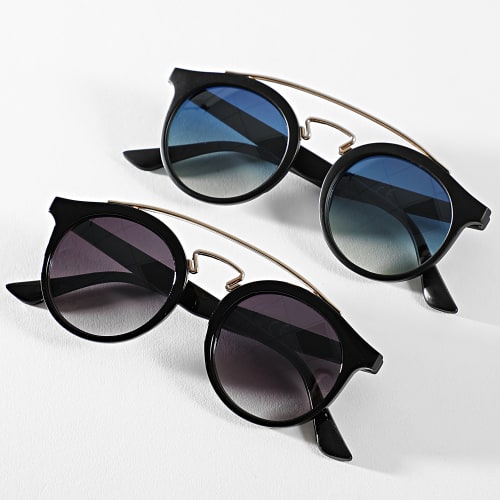 Lot De 2 Lunettes De Soleil Noir Dégradé Bleu Jaune Violet