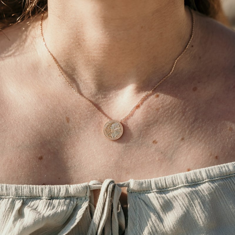 Collier Medaillon Plaqué Or Créateur Tendance