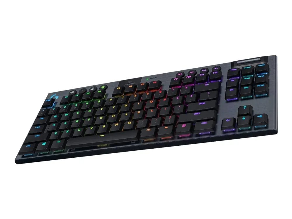 Logitech G915 TKL Tenkeyless LIGHTSPEED Wireless RGB Mechanical Gaming Keyboard - Tastatur - bagbelyst - USB, Bluetooth, 2.4 GHz - Nordisk - tastkontakt: GL Clicky - kulsort