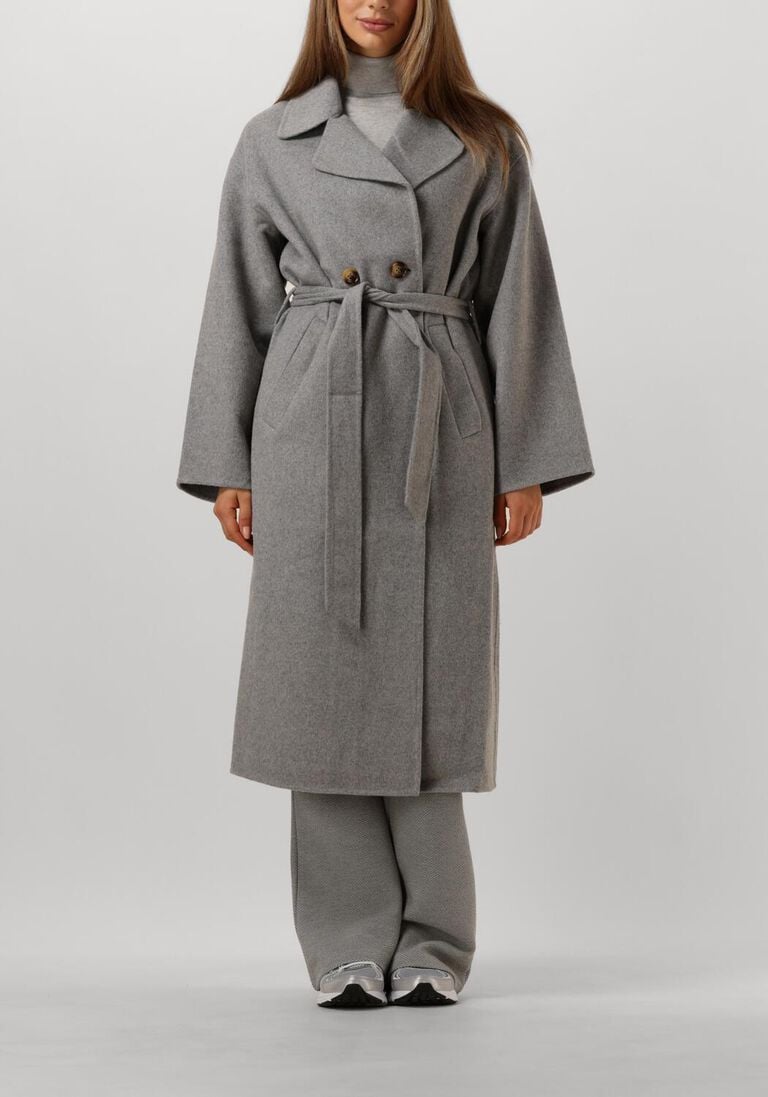 grijze summum mantel long coat wool classic