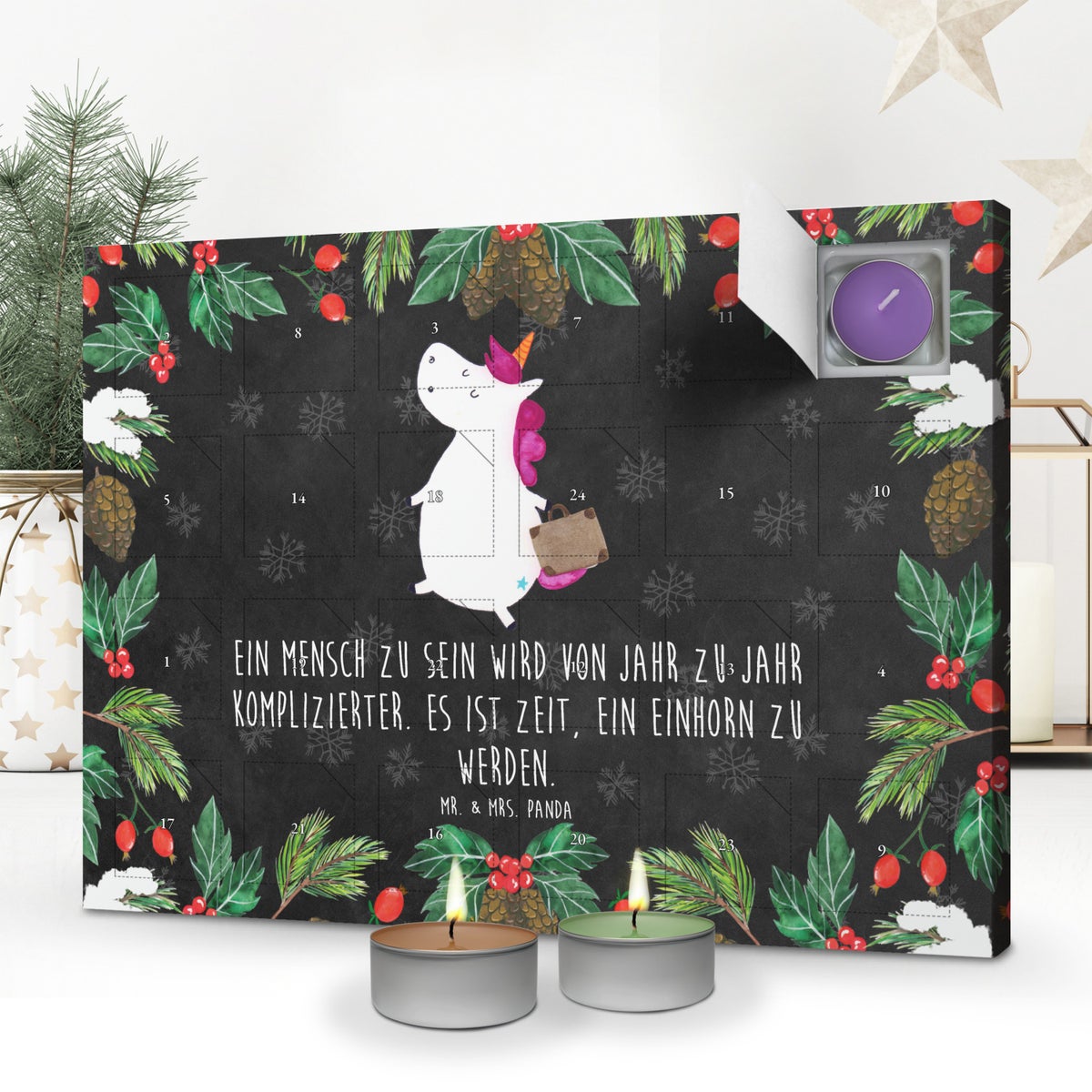 Mr. & Mrs. Panda Geurkaars Adventskalender Eenhoorn Koffer - Zwart