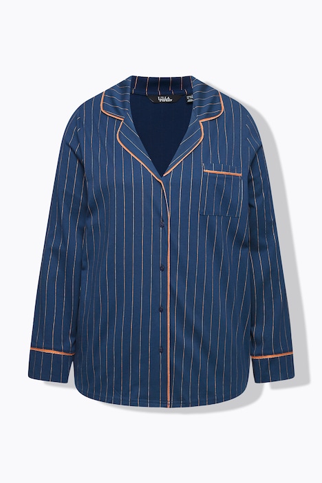 Pyjama, Streifen, Glitzer-Piping, Reverskragen, Langarm