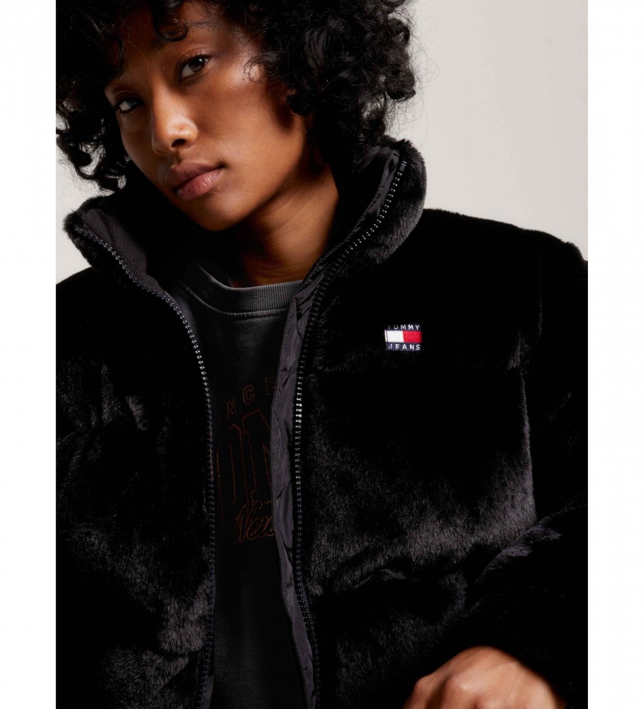 Jaqueta puffer de pele sintética Tommy Jeans, preta