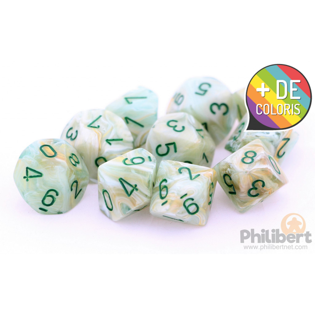 Set de 10 Dés 10 Faces Chessex : Marble