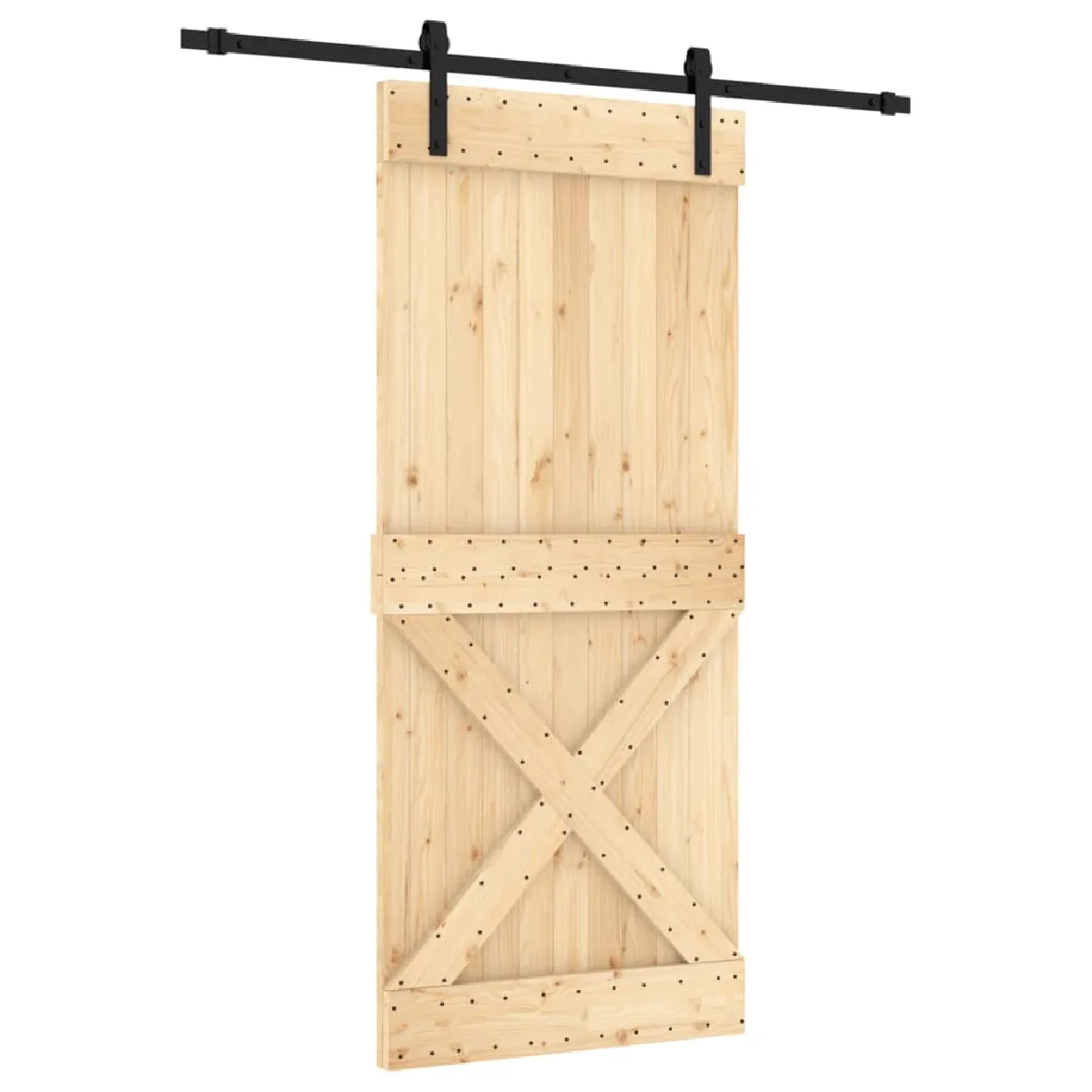 vidaXL Porte coulissante avec quincaillerie - Pin massif