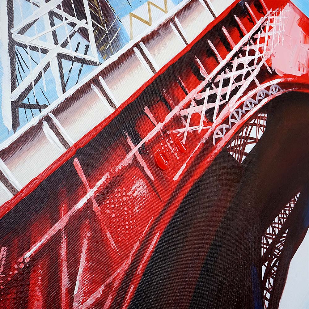 Wandbild Eiffelturm Tricolore, 100% handgemaltes Ölgemälde Gemälde XL, 100x100cm