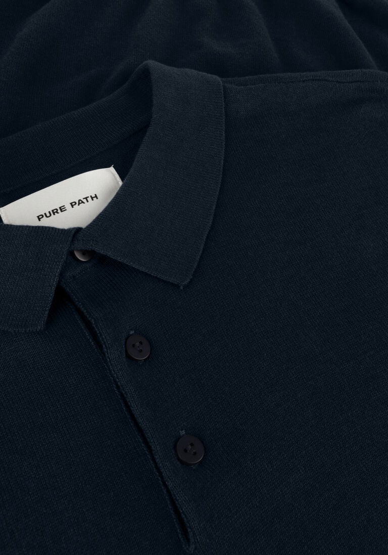 PURE PATH donkerblauwe pure path polo knit polo with chestprint